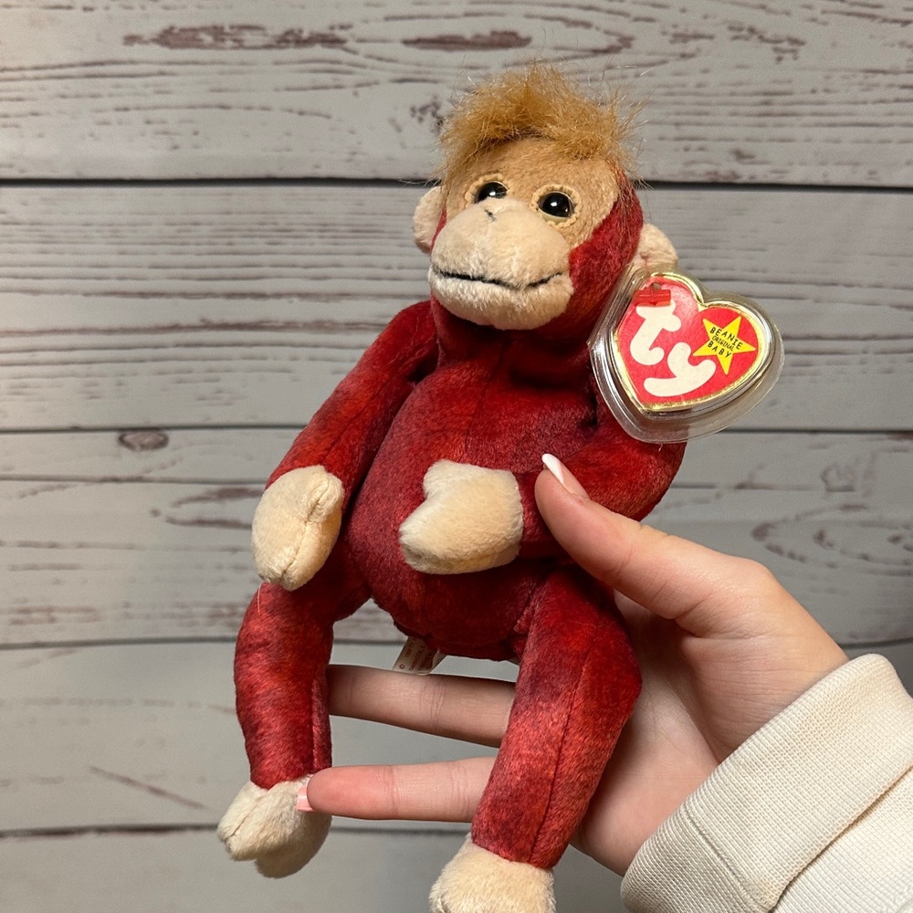 Ty Red and Cream Stuffed Monkey Schweetheart